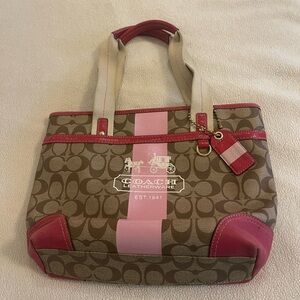 Coach Pink and Brown Leatherware Tote